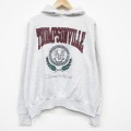 XL★古着 長袖 スウェット パーカー メンズ 90年代 90s コネチカット カレッジ 大きいサイズ USA製 薄グレー 霜降り 26mar25