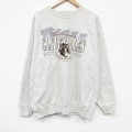 XL★古着 長袖 スウェット メンズ 90年代 90s 馬 クルーネック USA製 薄グレー 霜降り 26mar25