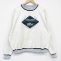 XL★古着 長袖 スウェット メンズ 90年代 90s KK 刺繍 大きいサイズ クルーネック USA製 白 霜降り 26apr01