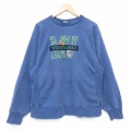 XL★古着 長袖 スウェット メンズ 00年代 00s MV 刺繍 クルーネック 薄紺 26apr04