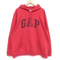 XL★古着 ギャップ GAP 長袖 スウェット パーカー メンズ ビッグロゴ 大きいサイズ 赤 26apr04
