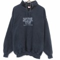 XL★古着 WEK 長袖 スウェット メンズ 90年代 90s SANDBAR 刺繍 大きいサイズ コットン 襟付き USA製 黒 26apr07