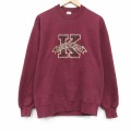 L★古着 ジャージーズ 長袖 スウェット メンズ 90年代 90s K 刺繍 クルーネック USA製 エンジ 26apr07