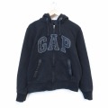 M★古着 ギャップ GAP 長袖 フルジップ スウェット パーカー メンズ ビッグロゴ 黒 26apr04
