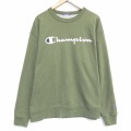 XL★古着 チャンピオン champion 長袖 スウェット メンズ ビッグロゴ クルーネック 薄緑 26apr06