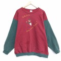 XL★古着 長袖 スウェット メンズ 90年代 90s ハンドペイント 大きいサイズ ツートンカラー クルーネック USA製 エンジ他 26apr06