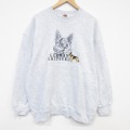 XL★古着 フルーツオブザルーム 長袖 スウェット メンズ 00年代 00s シェパード 刺繍 デッド 大きいサイズ クルーネック 薄グレー 霜降り【spe】 26apr06