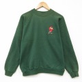 L★古着 ヘインズ 長袖 スウェット メンズ 90年代 90s ルーニーテューンズタズ クルーネック 緑 26apr06