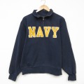 L★古着 ジャンスポーツ 長袖 ハーフジップ スウェット メンズ 00年代 00s ミリタリー ネイビー NAVY 紺 26apr06