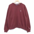 XL★古着 チャンピオン champion 長袖 スウェット メンズ 00年代 00s ワンポイントロゴ 大きいサイズ クルーネック エンジ 26apr07
