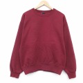 L★古着 ランズエンド 長袖 スウェット メンズ 90年代 90s 無地  クルーネック USA製 エンジ 26apr07