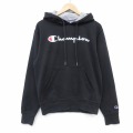 M★古着 チャンピオン champion 長袖 スウェット パーカー メンズ ビッグロゴ 黒 26apr07