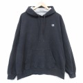 XL★古着 チャンピオン champion 長袖 スウェット パーカー メンズ ワンポイントロゴ 大きいサイズ 黒 26apr07