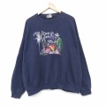 XL★古着 リー Lee 長袖 スウェット メンズ 90年代 90s wise大きいサイズ クルーネック 紺 26apr07