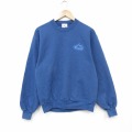 M★古着 ジャージーズ 長袖 スウェット メンズ 90年代 90s SHETUCKET クルーネック 青 26apr07