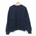 XL★古着 チャンピオン champion 長袖 スウェット メンズ ワンポイントロゴ クルーネック 紺 26apr07