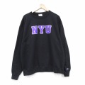 XL★古着 チャンピオン champion 長袖 スウェット メンズ NYU クルーネック 黒 26apr07