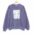 XL★古着 長袖 スウェット メンズ 90年代 90s スミレ クルーネック USA製 紫 26apr07