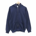 M★古着 ディスカス 長袖 フルジップ スウェット パーカー メンズ 90年代 90s 無地 紺 26apr07
