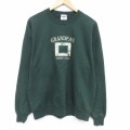 L★古着 ジャージーズ 長袖 スウェット メンズ 00年代 00s グランパ 刺繍 クルーネック 濃緑 26apr07