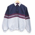 M★古着 長袖 スウェット メンズ 90年代 90s 襟付き 紺他 26apr07