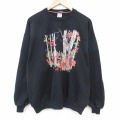 XL★古着 ジャージーズ 長袖 スウェット メンズ 90年代 90s 木 クルーネック USA製 黒 26apr07