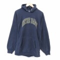 L★古着 STEVE&BARRYS 長袖 スウェット パーカー メンズ ノートルダム 刺繍 リバースタイプ 紺 26apr07