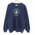 XL★古着 長袖 スウェット メンズ 90年代 90s FACULTY カレッジ 刺繍 クルーネック USA製 紺 26apr07