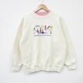 90s 長袖スウェット ハサミ刺繍 ホワイト L | 古着