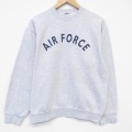 M★古着 長袖 スウェット メンズ ミリタリー エアフォース クルーネック 薄グレー 霜降り 26apr21