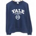 M★古着 長袖 スウェット メンズ 00年代 00s イェール YALE カレッジ クルーネック 薄紺【spe】 26apr21