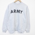 XL★古着 長袖 スウェット メンズ 00年代 00s ミリタリー アーミー ARMY 大きいサイズ クルーネック USA製 薄グレー 霜降り 26apr11