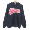 L★古着 長袖 スウェット メンズ 90年代 90s イリノイ クルーネック USA製 黒 26apr11