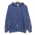 L★古着 TULTEX 長袖 フルジップ スウェット パーカー メンズ 90年代 90s 無地 USA製 紺 26apr13