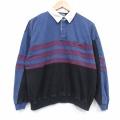L★古着 メンバーズオンリー 長袖 トップス メンズ 00年代 00s コットン 襟付き 薄紺他 ボーダー 26apr13