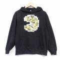 L★古着 長袖 スウェット パーカー メンズ パックマン 黒 26apr13
