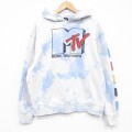 XL★古着 長袖 スウェット パーカー メンズ MTV 白他 タイダイ 26apr13