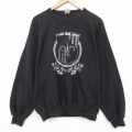 XL★古着 長袖 スウェット メンズ 90年代 90s ユリの紋章 大きいサイズ クルーネック USA製 黒 26apr16