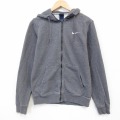M★古着 ナイキ NIKE  長袖 スウェット パーカー メンズ ワンポイントロゴ グレー 霜降り 26apr16