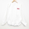 XL★古着 WEK 長袖 スウェット メンズ 80年代 80s レストラン 大きいサイズ コットン クルーネック USA製 白 26apr16