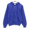 M★古着 リー Lee 長袖 スウェット パーカー メンズ 90年代 90s 無地 USA製 青 26apr16