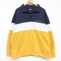 XL★古着 トミーヒルフィガー 長袖 ブランド ハーフジップ スウェット メンズ 90年代 90s ワンポイントロゴ 大きいサイズ 紺他 26apr17