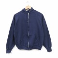 M★古着 長袖 フルジップ スウェット パーカー メンズ 80年代 80s 無地 USA製 紺 26apr18