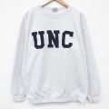 L★古着 長袖 スウェット メンズ 90年代 90s UNC クルーネック USA製 薄グレー 霜降り 26apr22