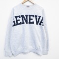 XL★古着 ジャンスポーツ 長袖 スウェット メンズ 90年代 90s GENEVA クルーネック USA製 薄グレー 霜降り 26apr22