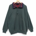 XL★古着 ランズエンド 長袖 ハーフジップ スウェット メンズ 00年代 00s 無地 大きいサイズ 濃緑 26apr22