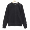 M★古着 チャンピオン champion 長袖 スウェット メンズ ワンポイントロゴ クルーネック 黒 26apr23