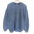 XL★古着 長袖 スウェット メンズ 00年代 00s 無地 大きいサイズ コットン クルーネック 紺 霜降り 26apr24