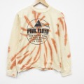 S★古着 長袖 ロック バンド スウェット メンズ ピンクフロイド クルーネック 薄黄他 タイダイ 26apr24