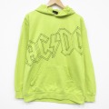 L★古着 長袖 ロック バンド スウェット パーカー メンズ AC/DC 黄緑 26apr24